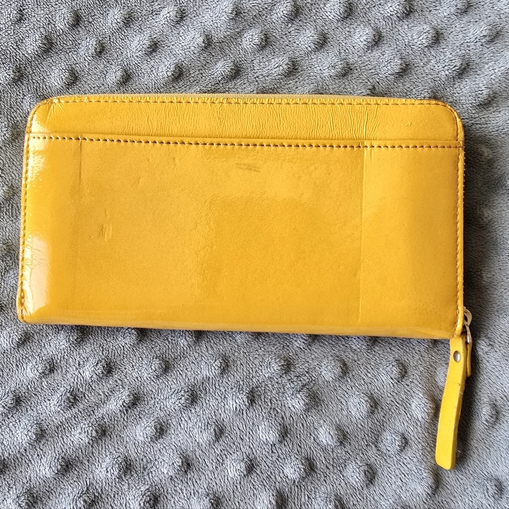 Kate Spade New York Yellow Patent Leather Zip Around Wallet - Picture 3 of 7